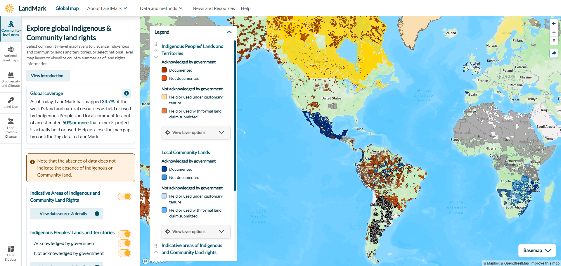 Mapa mundial de las tierras comunales en manos de pueblos indígenas y comunidades locales – El proyecto Landmark